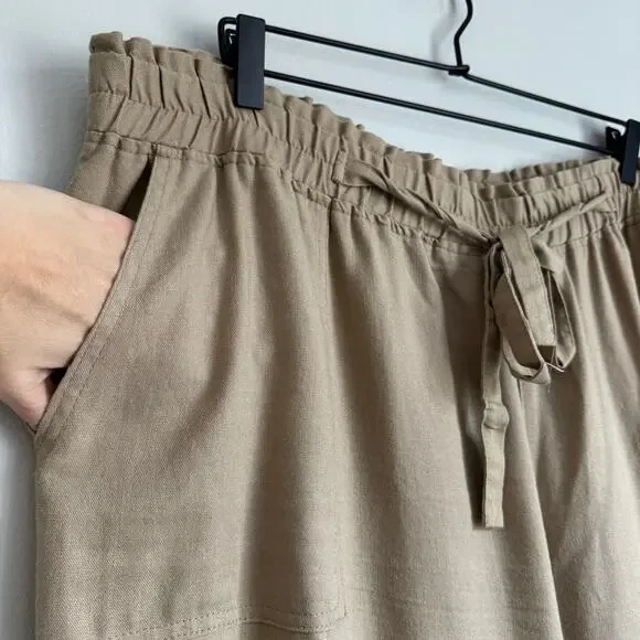 Ashley Stewart Women's Linen Blend Pants Tan Size 20 Pull On Wide Leg NWT 2X - Picture 3 of 11